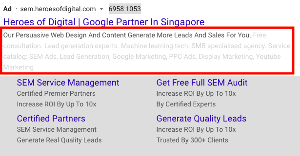 Description field in text ad