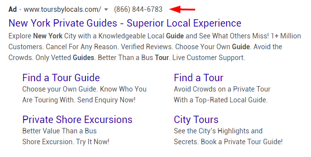 a call extension in full browser format