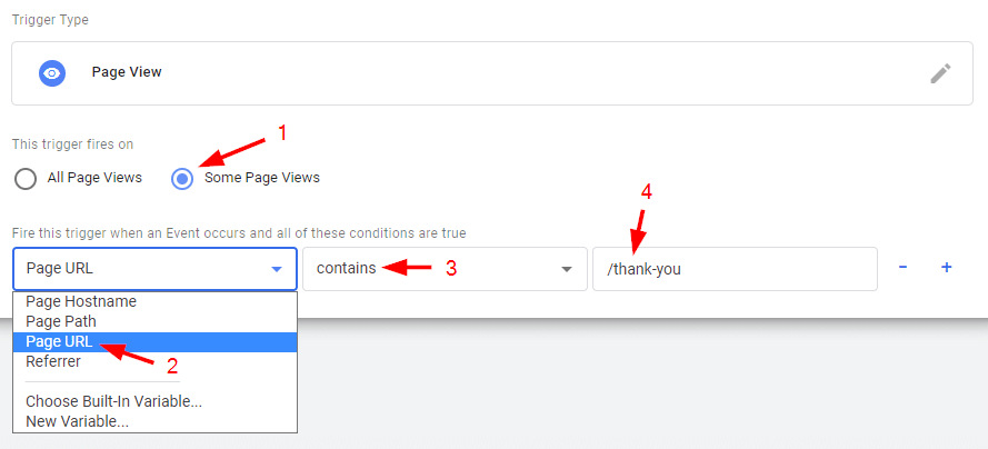 configuring a trigger in google tag manager