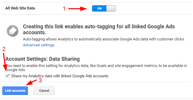 how to link google analytics to google ads