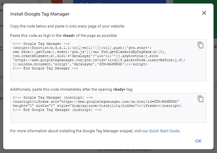 a google tag manager web tracking and analytics code