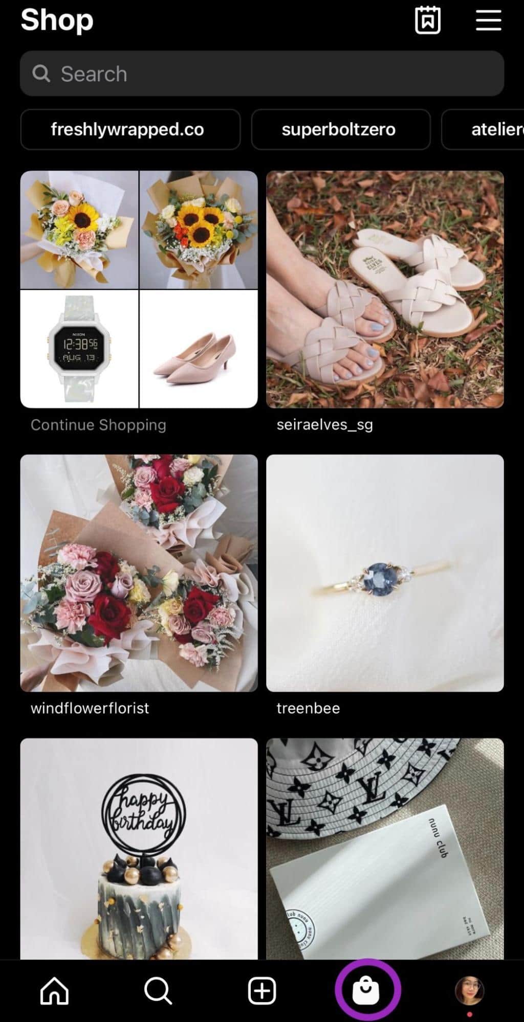 Instagram shopping features