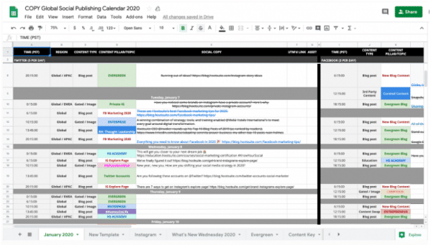 hootsuite content calendar