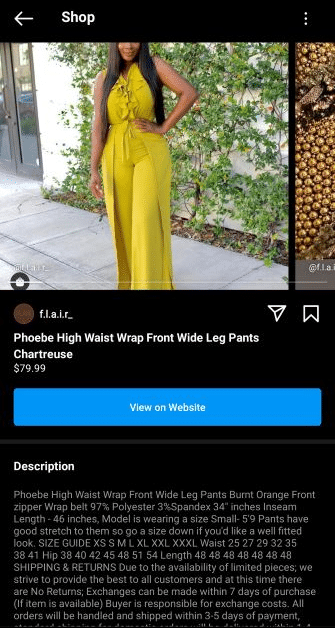 instagram shopping features product detail page